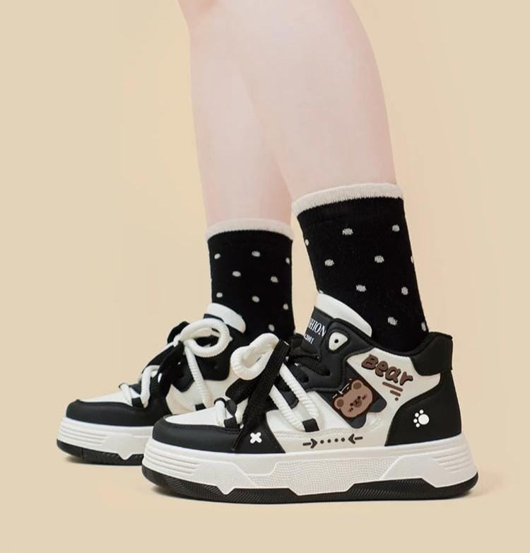 Kawaii Bear Chunky Mid Top Shoes - Women&#39;s Bobo&#39;s House 