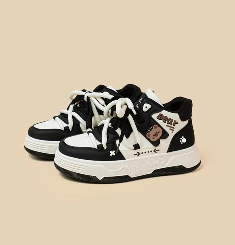 Kawaii Bear Chunky Mid Top Shoes - Women&#39;s Bobo&#39;s House 