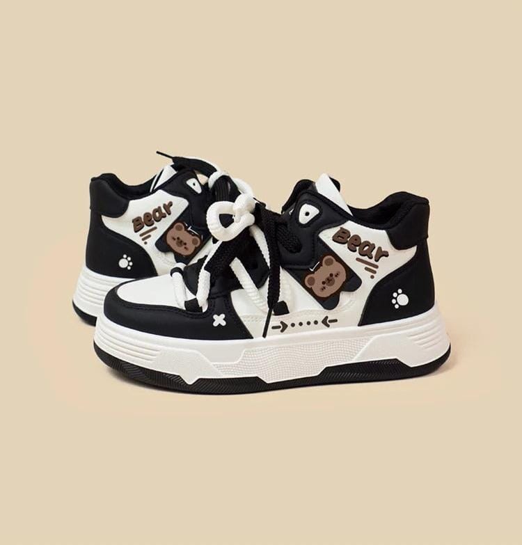 Kawaii Bear Chunky Mid Top Shoes - Women&#39;s Bobo&#39;s House 