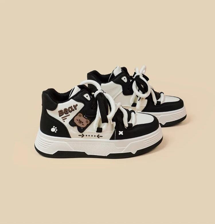 Kawaii Bear Chunky Mid Top Shoes - Women&#39;s Bobo&#39;s House 