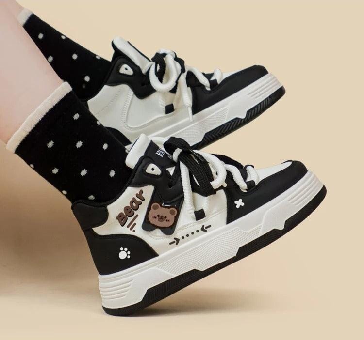 Kawaii Bear Chunky Mid Top Shoes - Women&#39;s Bobo&#39;s House 