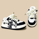 Kawaii Capsule Cat Black and White Casual Sneakers – Unisex Cat Bobo's House 