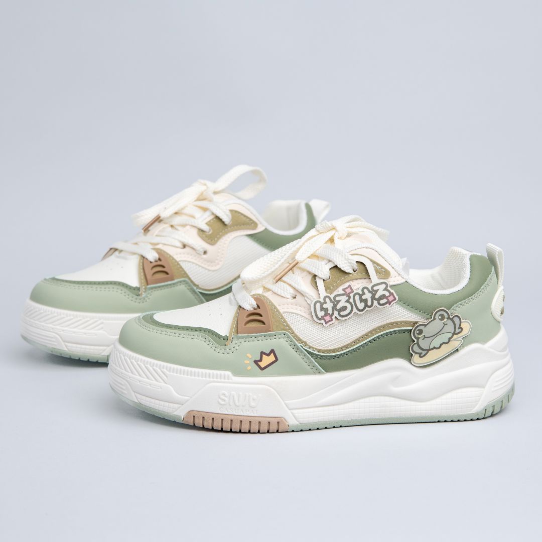 Kawaii Crown Frog Prince Casual Green Shoes - Women's – Bobo's House