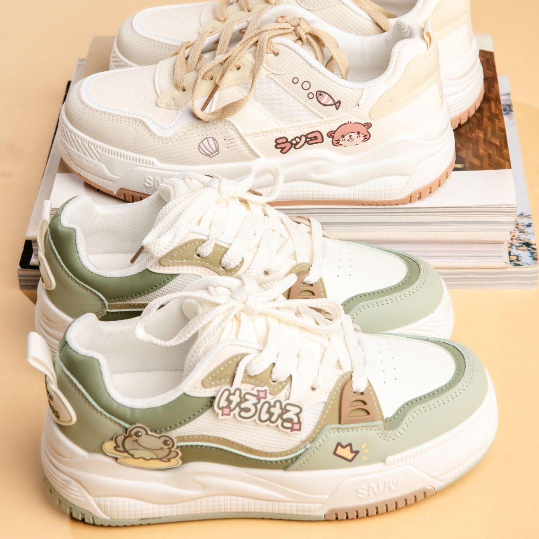 Kawaii Crown Frog Prince Casual Green Shoes - Women's – Bobo's House