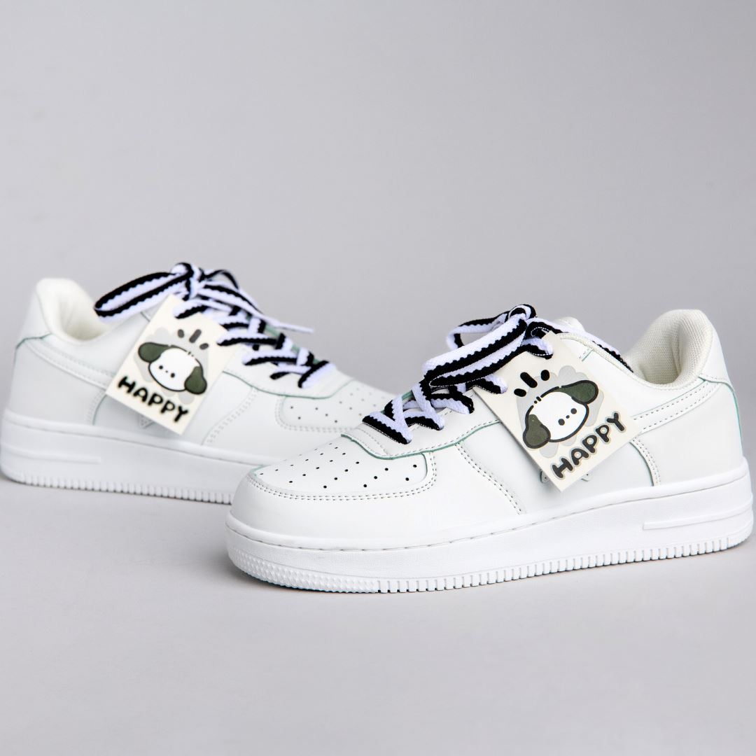 Kawaii Friendly Puppy Casual White Shoes - Unisex Bobo&#39;s House 