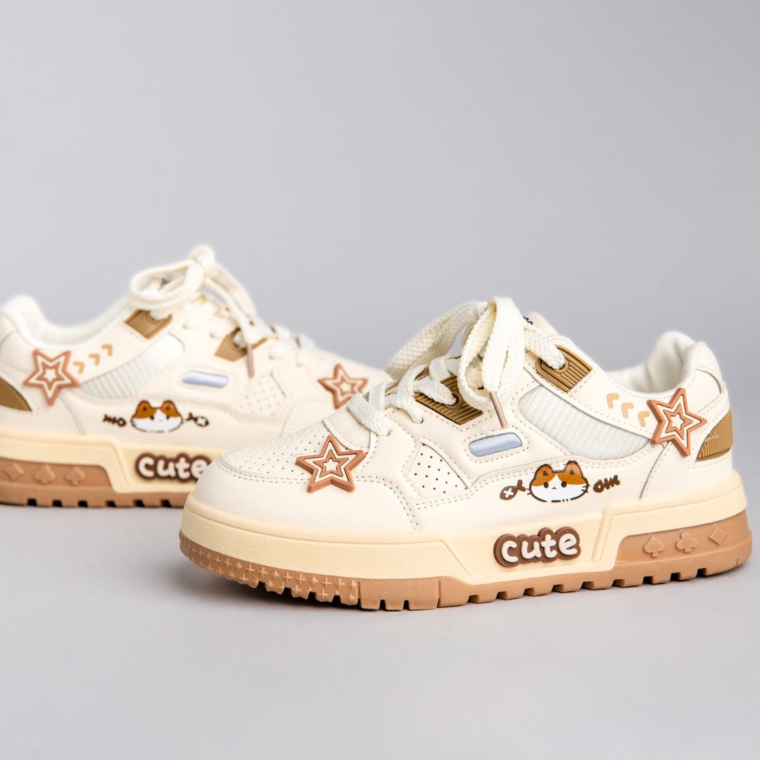 Kawaii Miao Cute Kitty Chunky White Shoes - Women&#39;s Bobo&#39;s House 