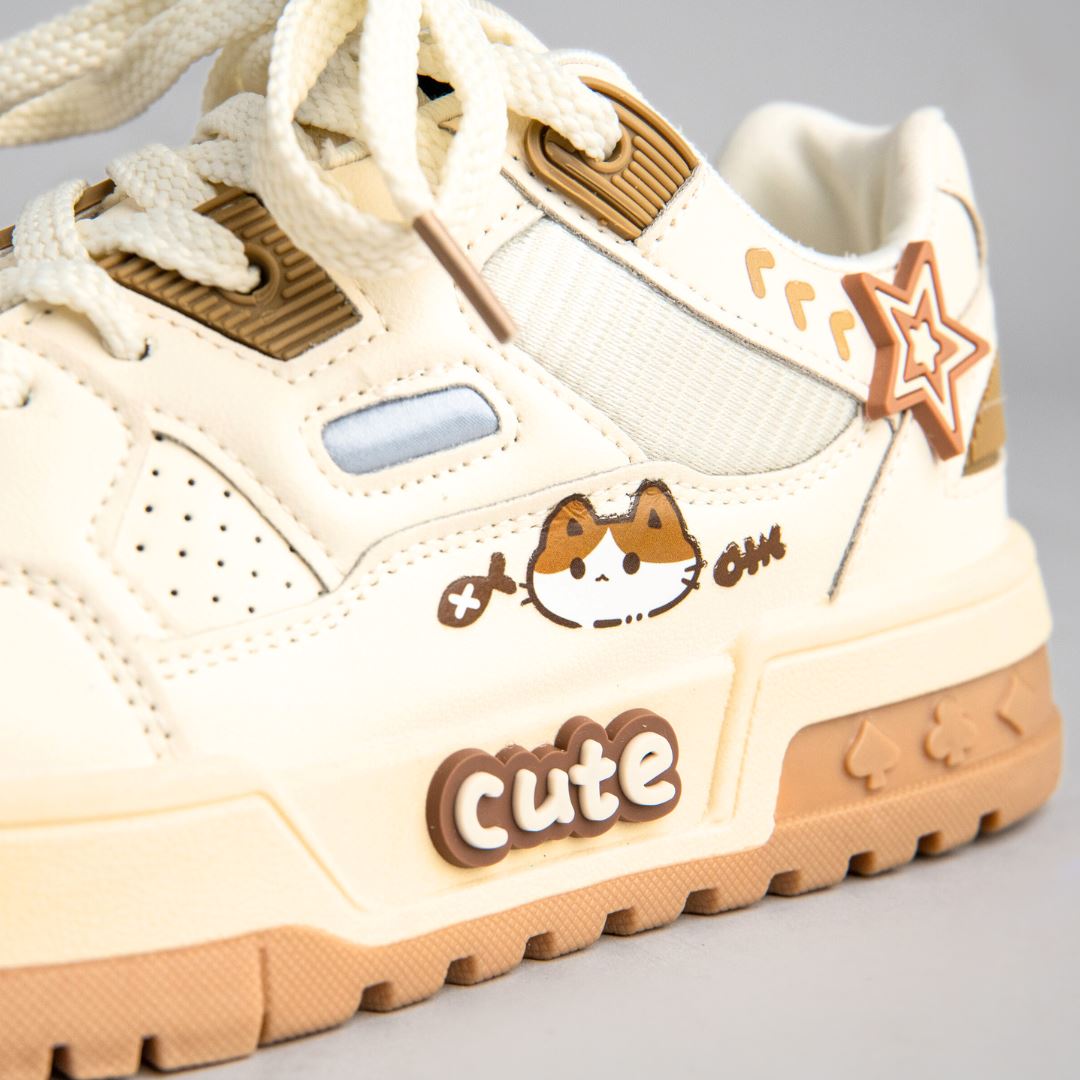 Kawaii Miao Cute Kitty Chunky White Shoes - Women&#39;s Bobo&#39;s House 