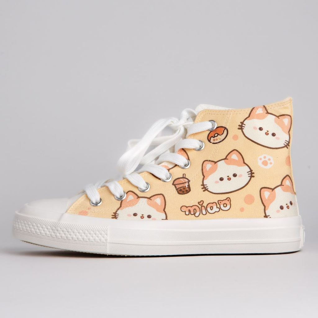 Kawaii Miao Kitty High Top Canvas Shoes Unisex