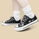 Kawaii Pixel Kitty Black Low Top Canvas Shoes - Unisex Cat Bobo's House 