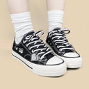 Kawaii Pixel Kitty Black Low Top Canvas Shoes - Unisex Cat Bobo's House 