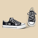 Kawaii Pixel Kitty Black Low Top Canvas Shoes - Unisex Cat Bobo's House 
