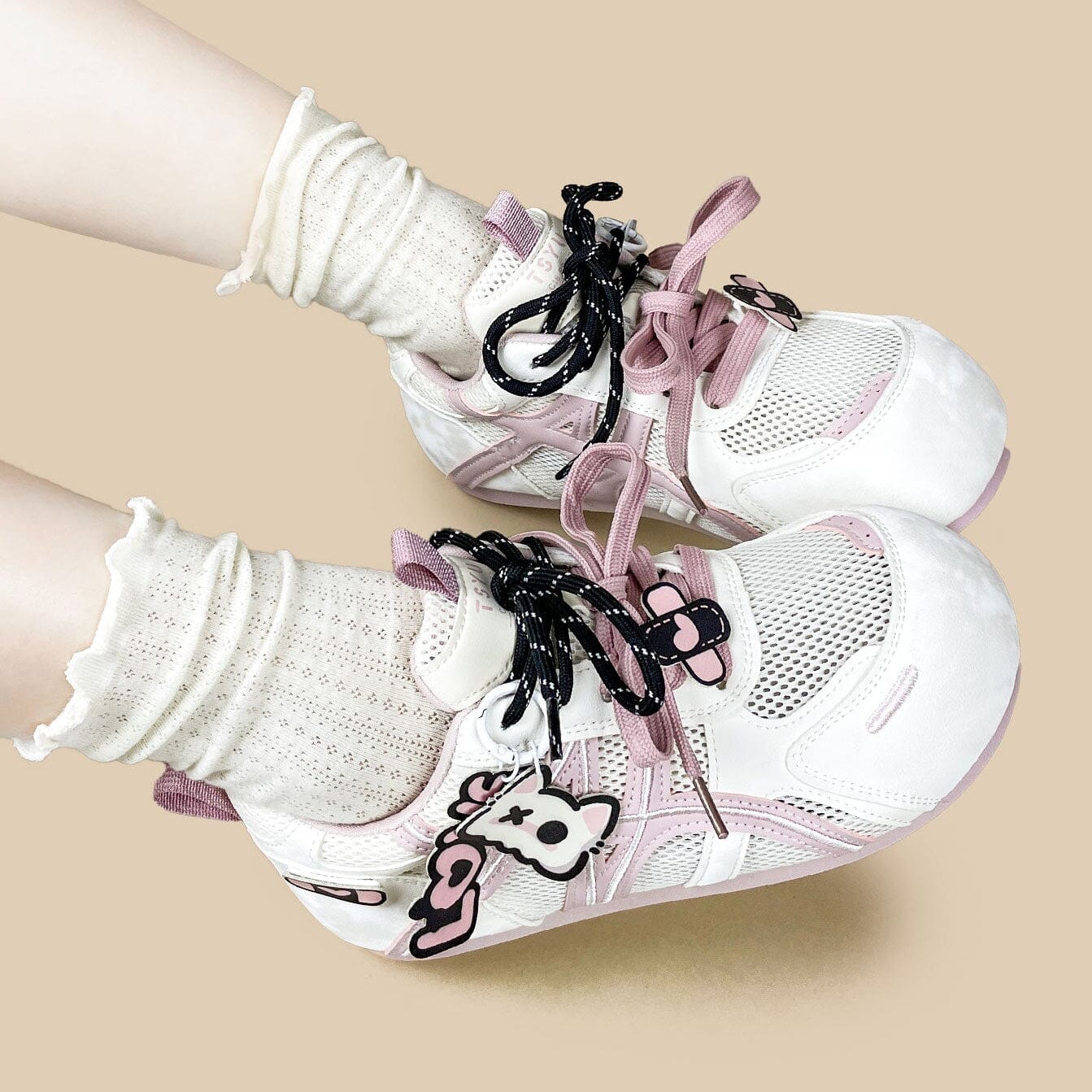 Lovesick Kawaii Cat White Mesh Sneakers – Women's – Bobo's House