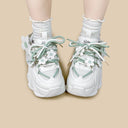 Matcha Green Daisy Flower Charm Chunky Sneakers – Women's Bobo's House 