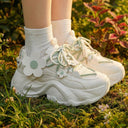 Matcha Green Daisy Flower Charm Chunky Sneakers – Women's Bobo's House 
