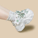 Matcha Green Daisy Flower Charm Chunky Sneakers – Women's Bobo's House 