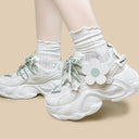 Matcha Green Daisy Flower Charm Chunky Sneakers – Women's Bobo's House 