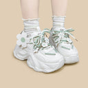 Matcha Green Daisy Flower Charm Chunky Sneakers – Women's Bobo's House 