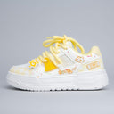 Mellow Yellow Cute Kitty Chunky Casual White Sneakers - Women's Cat Bobo's House US 5 | EU 35 