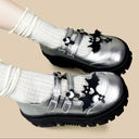 Moonlight Silver Bat Heart Kawaii Chunky Mary Janes – Women's Bat Bobo's House 