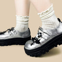 Moonlight Silver Bat Heart Kawaii Chunky Mary Janes – Women's Bat Bobo's House 