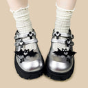 Moonlight Silver Bat Heart Kawaii Chunky Mary Janes – Women's Bat Bobo's House 