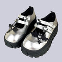 Moonlight Silver Bat Heart Kawaii Chunky Mary Janes – Women's Bat Bobo's House US 5 | EU 35 
