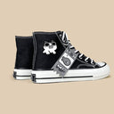 Neko Fish Bone Black High Top Canvas Shoes - Unisex Cat Bobo's House 