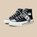 Neko Fish Bone Black High Top Canvas Shoes - Unisex Cat Bobo's House 