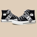 Neko Fish Bone Black High Top Canvas Shoes - Unisex Cat Bobo's House 