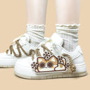 Peekaboo Neko Snow Cream White Chunky Sneakers – Women's Cat Bobo's House 