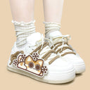 Peekaboo Neko Snow Cream White Chunky Sneakers – Women's Cat Bobo's House 