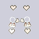 Pixel Cream Cat Heart Kawaii Charm Set Cat Bobo's House 1 Set 