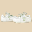Pixel Frog Kawaii Charm White Mesh Sneakers – Women's Frog Bobo's House 