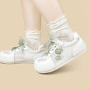 Pixel Frog Kawaii Charm White Mesh Sneakers – Women's Frog Bobo's House 