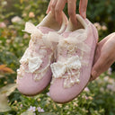 Porcelain Petal Bloom Blush Pink Bow Sneakers - Women's Bobo's House 