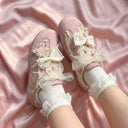 Porcelain Petal Bloom Blush Pink Bow Sneakers - Women's Cat Bobo's House 