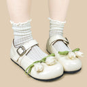 Porcelain Tulip Bow Kawaii Flat Mary Janes – Women's Floral Bobo's House 