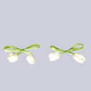 Porcelain Tulip Satin Bow Clip Set Bobo's House 1 Set 