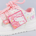 Pretty Pink Bear Chunky Casual White Sneakers - Women's Bobo's House 