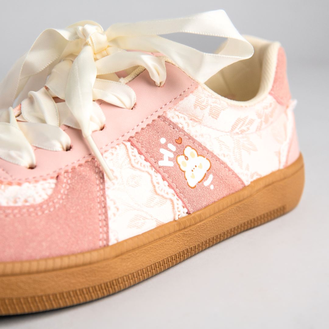 Pretty Pink Bunny Laced Casual Sneakers - Women&#39;s Bobo&#39;s House 