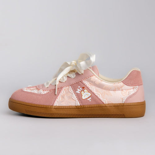 Pretty Pink Bunny Laced Casual Sneakers - Women's Bobo's House US 5 | EU 35 