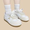 Romantic Pearl and Bow Casual Sneakers – Women’s Bobo's House 