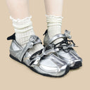 Silver Rose Ribbon Kawaii Ballet Sneakers – Women's Bobo's House 