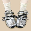 Silver Rose Ribbon Kawaii Ballet Sneakers – Women's Bobo's House 