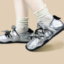 Silver Rose Ribbon Kawaii Ballet Sneakers – Women's Bobo's House 