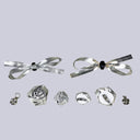 Silver Rose Ribbon Kawaii Charm Set Floral Bobo's House 