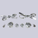 Silver Rose Ribbon Kawaii Charm Set Floral Bobo's House One Set 
