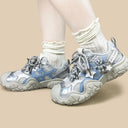 Silver X Teddy Blue Star Kawaii Chunky Sneakers – Women's Bear Bobo's House 