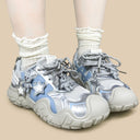 Silver X Teddy Blue Star Kawaii Chunky Sneakers – Women's Bear Bobo's House 