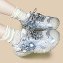 Silver X Teddy Blue Star Kawaii Chunky Sneakers – Women's Bear Bobo's House 